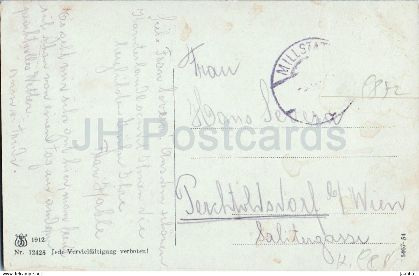 Millstatt a. See, Karnten – lac – vue sur la ville – montagnes – carte postale ancienne – 1912 – Autriche – d'occasion