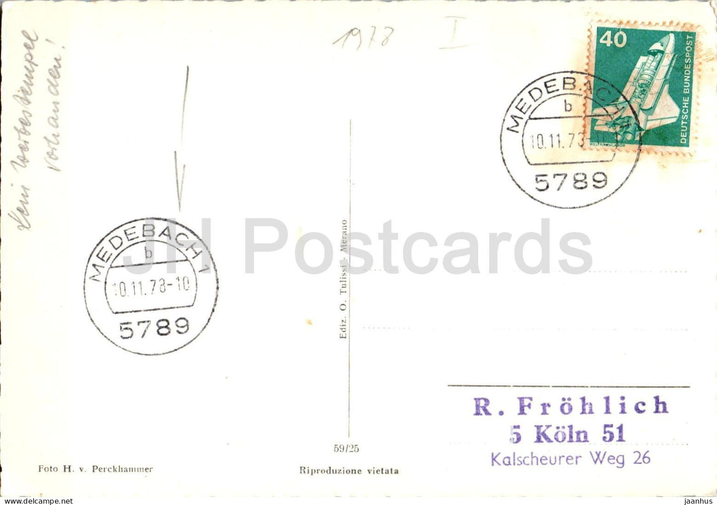 Meran - Meran - R. Fröhlich Köln - Blick auf die Stadt mit Kirchturm - 59/25 - 1978 - Italien - gebraucht