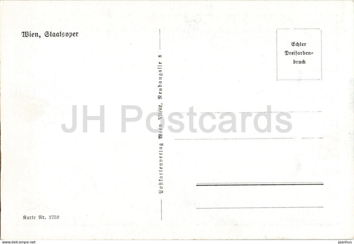 Wien - Vienne - Staatsoper - State Opera Theatre - 2752 - carte postale ancienne - Autriche - inutilisée