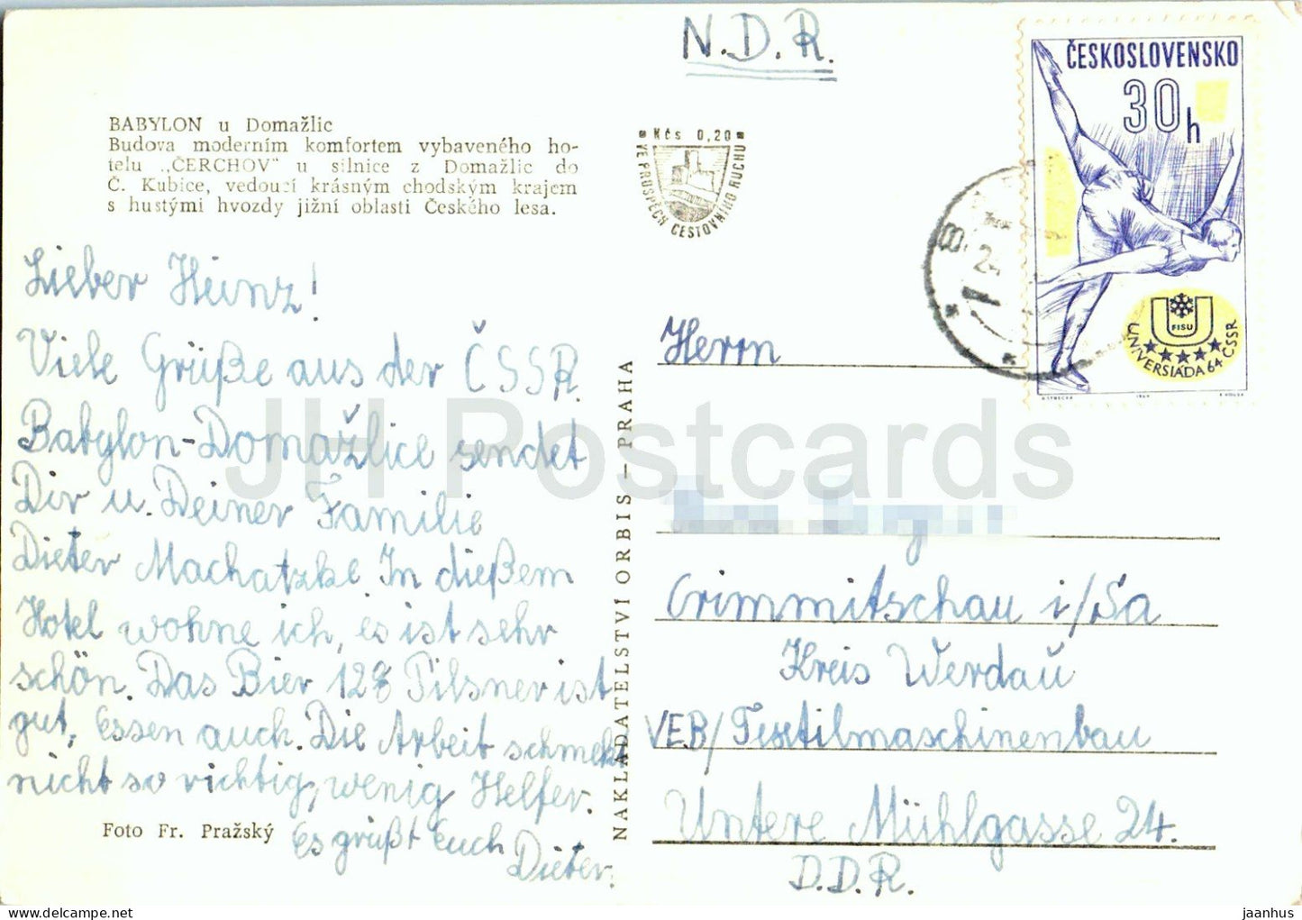 Babylon u Domažlic - bei Domažlice - Hotel Čerchov - alte Postkarte - Tschechische Republik - Tschechoslowakei - gebraucht
