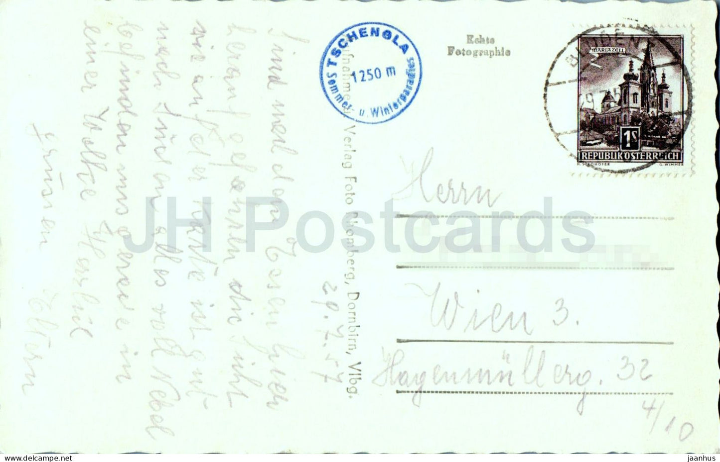 Berghaus Tschengla - Bludenz - Alps - mountains - 4849 - old postcard - 1957 - Austria - used