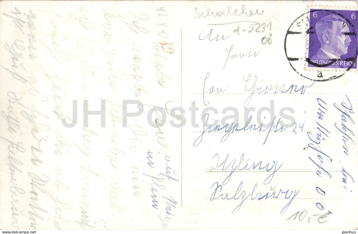 Schalchen - Église Saint-Jacques - Pont fluvial - Photo - Carte postale ancienne - Années 1940 - Autriche - Occasion