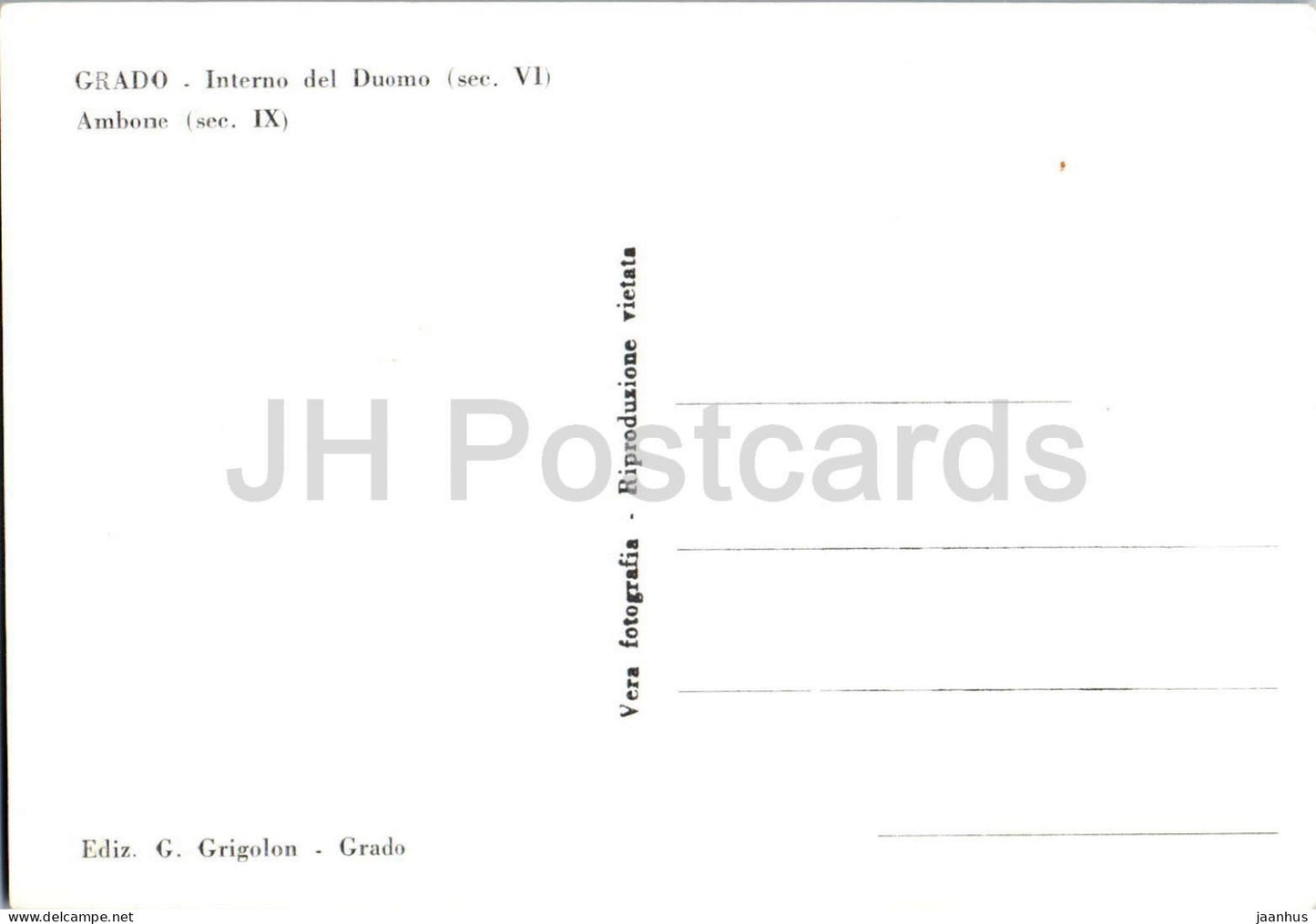 Grado - Interno del Duomo - Ambone - interior - pulpit - cathedral - church - old postcard - Italy - unused