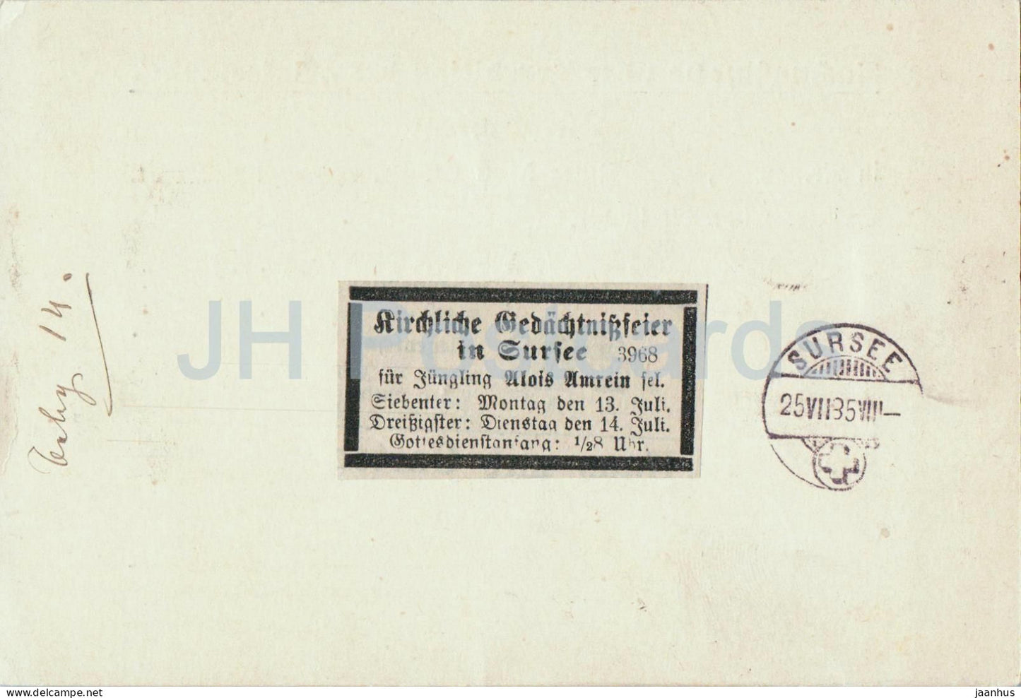 Nachnahme von der Expedition des Vaterland - Luzern Sursee 25.VII.85 - altes Dokument - Postkarte - 1885 - Schweiz