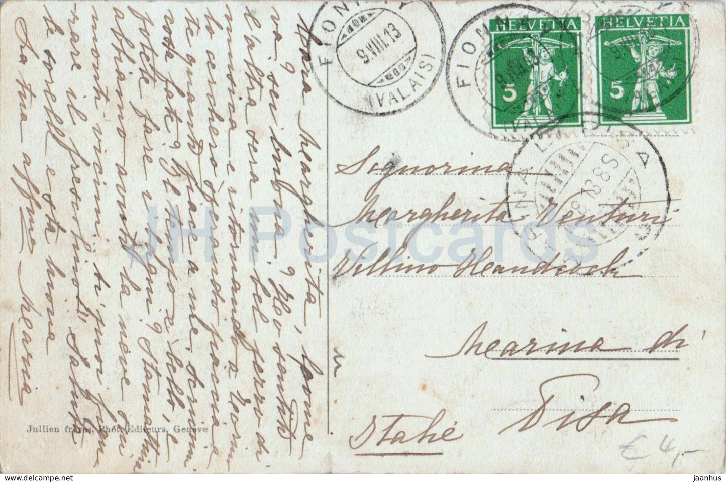 Chable - V. de Bagnes - Vue générale - JJ 5508 - Carte postale ancienne - 1913 - Suisse - utilisée