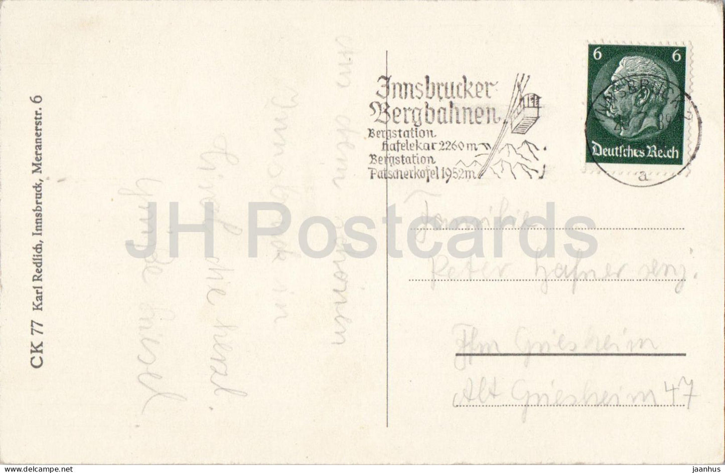 Innsbruck – Maria-Theresien-Straße – Straßenbahn – alte Postkarte – 1939 – Österreich – gebraucht