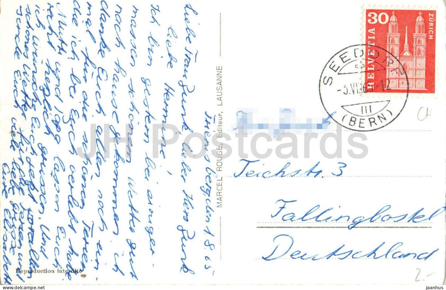 Yverdon - old town - streets - castle - church - lake swans - multiview - 1965 - Switzerland - used