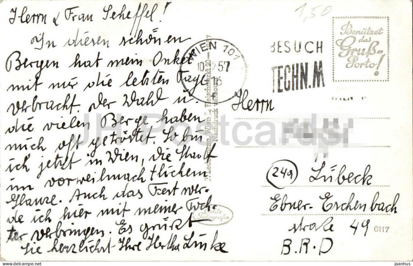 Mayerling - Altes Jagdschloss gegen Raisenmarkt - Alps - mountains - 34057 - old postcard - 1957 - Austria - used