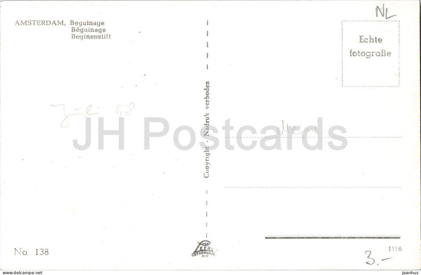 Amsterdam - Begijnhof - Innenhof historische Häuser - 138 - alte Postkarte - Niederlande - unbenutzt