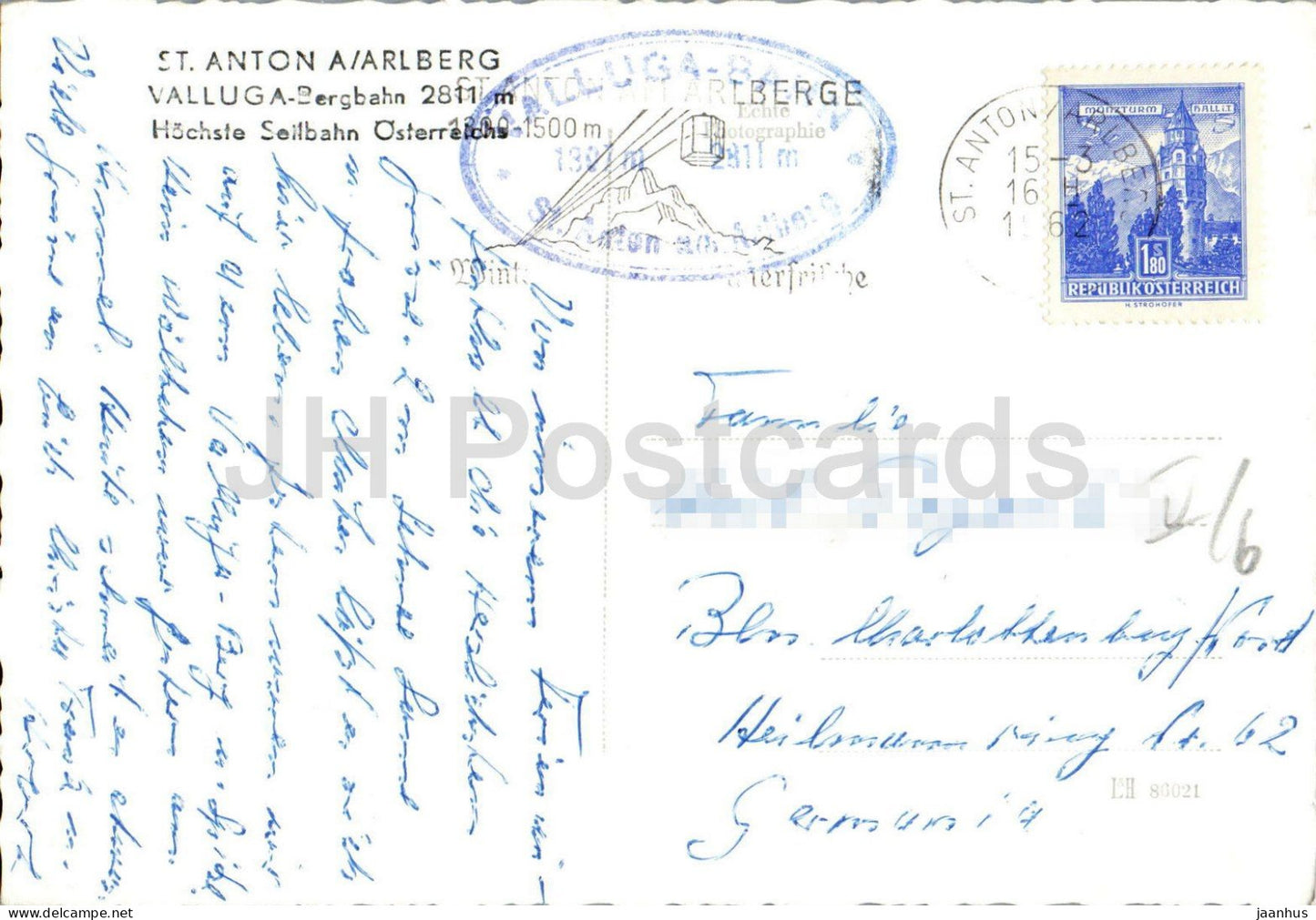 St. Anton Arlberg - Vallugabahn 2811 m - Seilbahn - Berge - 1962 - Österreich - gebraucht