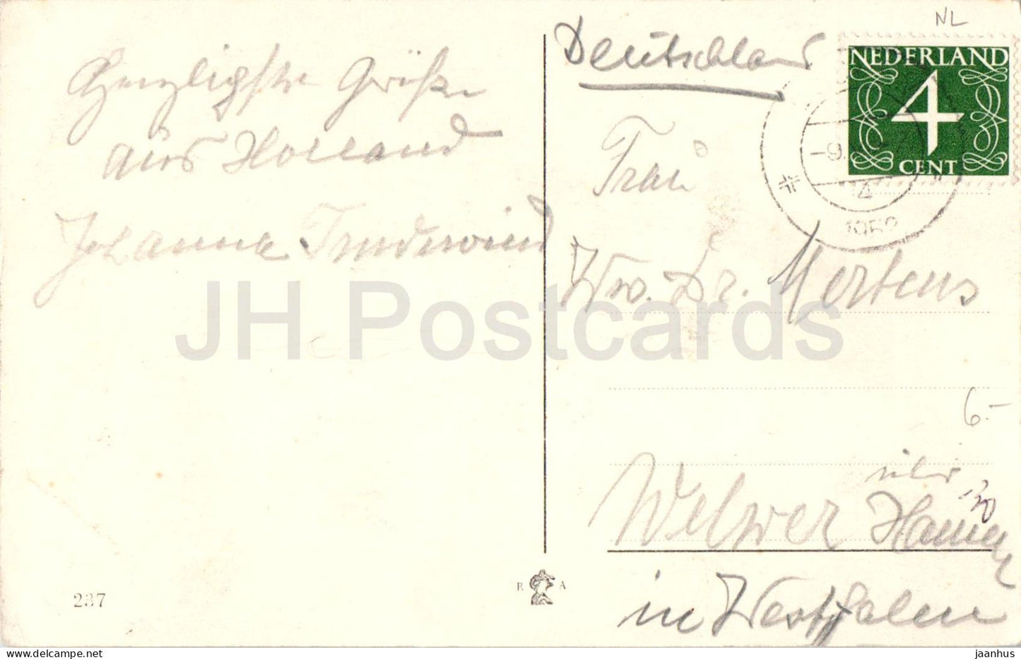 Amsterdam C.O.Z. - Amsterdam municipal building city hall - boat - ship - 237 old postcard - Netherlands - used