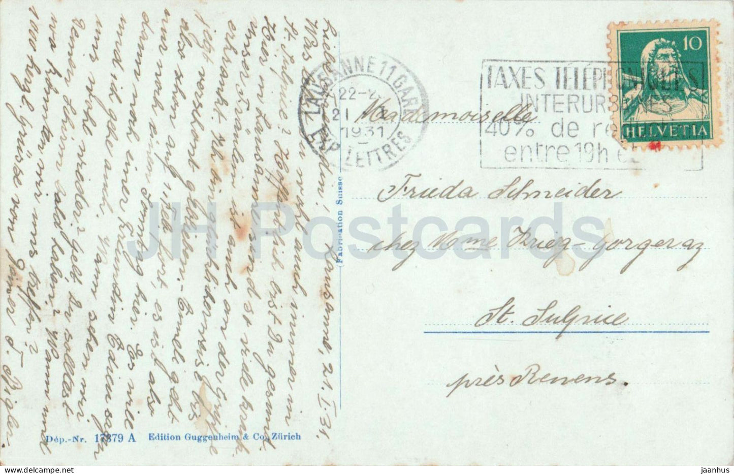 Lausanne et les Alpes de la Savoie - 17879 A - carte postale ancienne - 1931 - Suisse - oblitéré