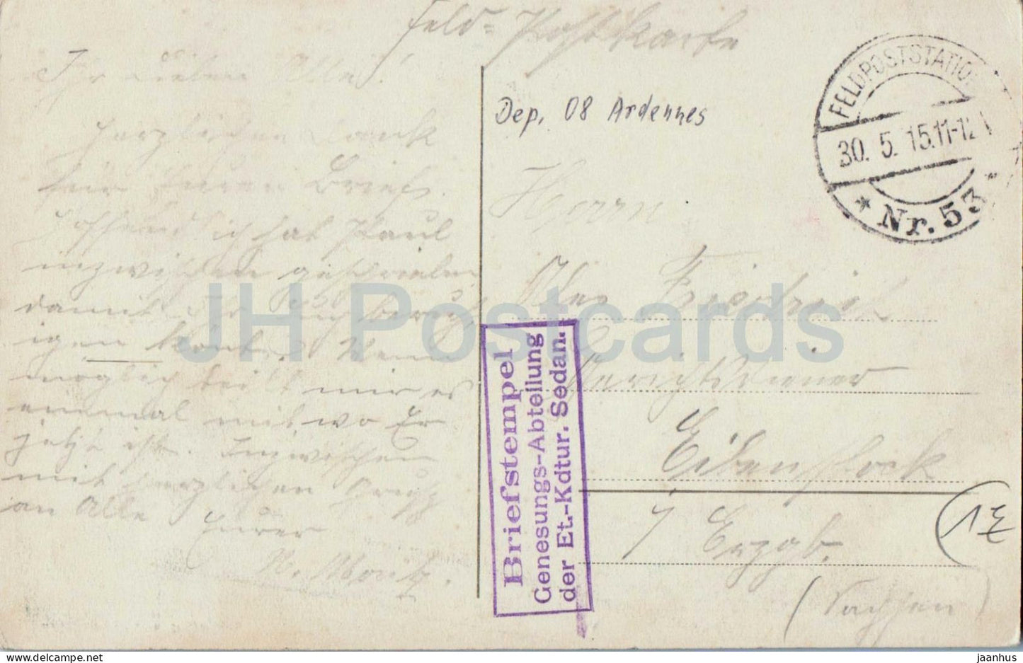 Sedan - Fortifications de l'ancienne Citadelle - Festung - Feldpost - Briefstempel alte Postkarte - 1915 - Frankreich - gebraucht