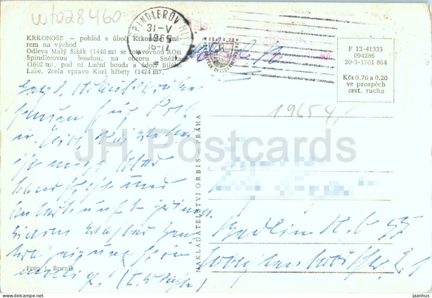 Krkonose - Spindleruv Mlyn - Maly Sisak - alte Postkarte - 1965 - Tschechische Republik - Tschechoslowakei - gebraucht