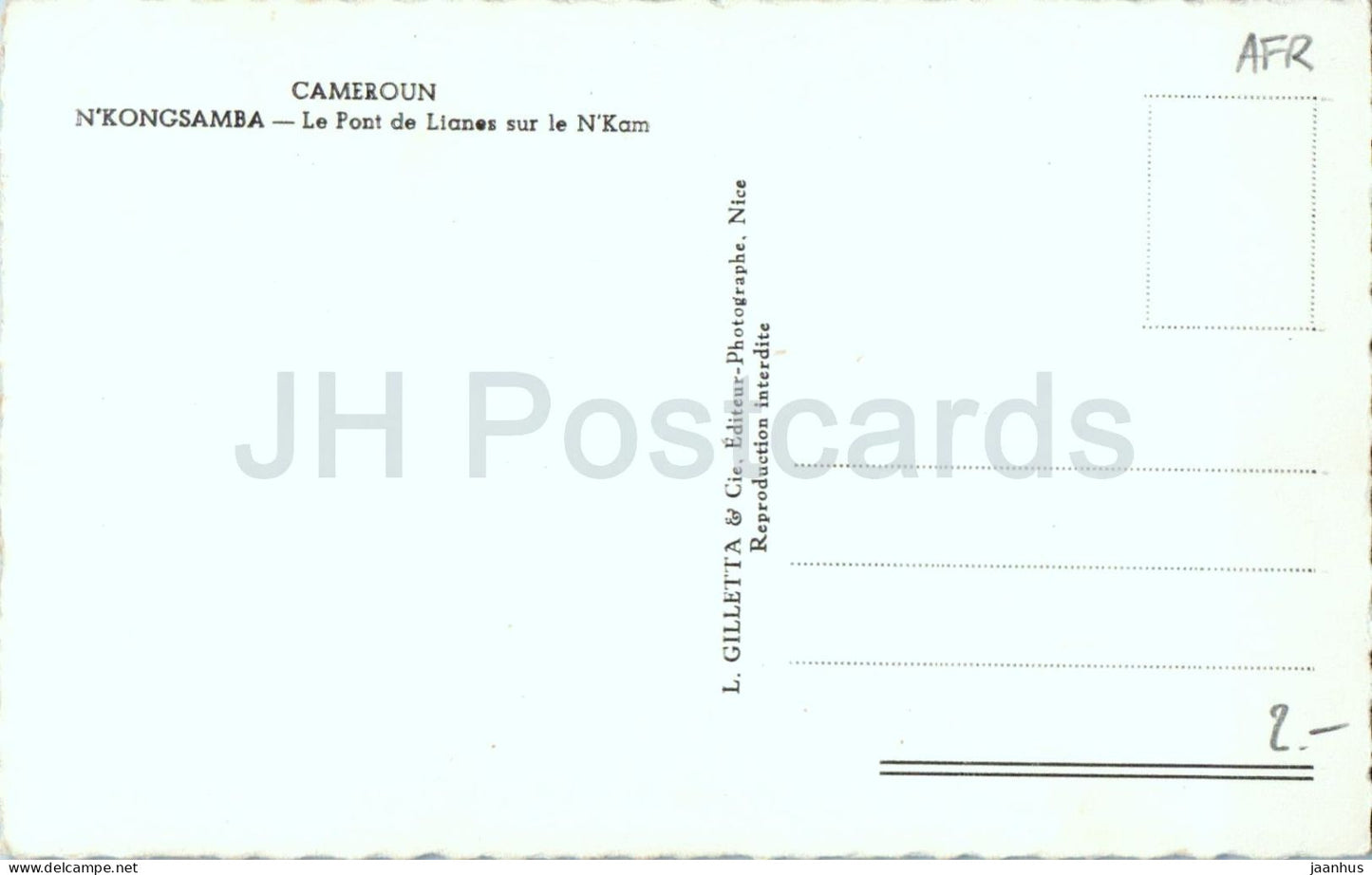 N'Kongsamba - Die Lianenbrücke über den N'Kam - Brücke - Fluss - alte Postkarte - Kamerun - unbenutzt