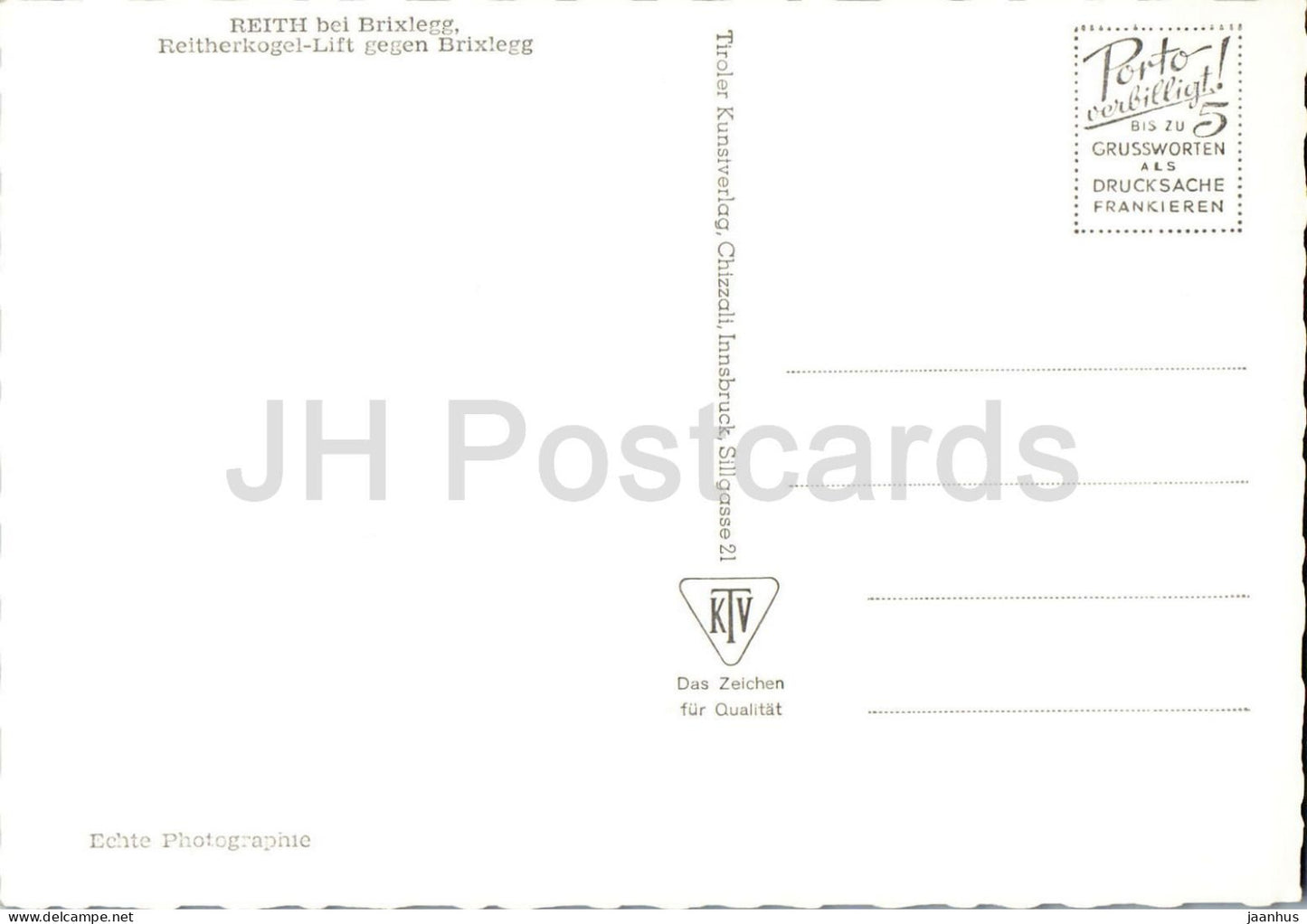 Reith bei Brixlegg - Reitherkogel Lift nach Brixlegg - Seilbahn - Dorfansicht - 980 - alte Postkarte - Österreich - unbenutzt