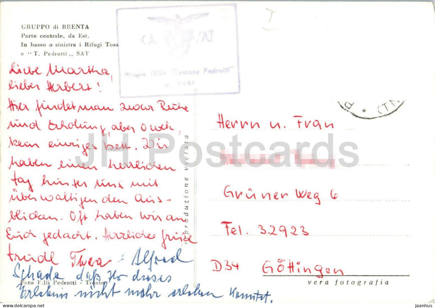 Gruppo di Brenta - Parte centrale da Est - mountains - Alps - Dolomites - old postcard - Italy - used