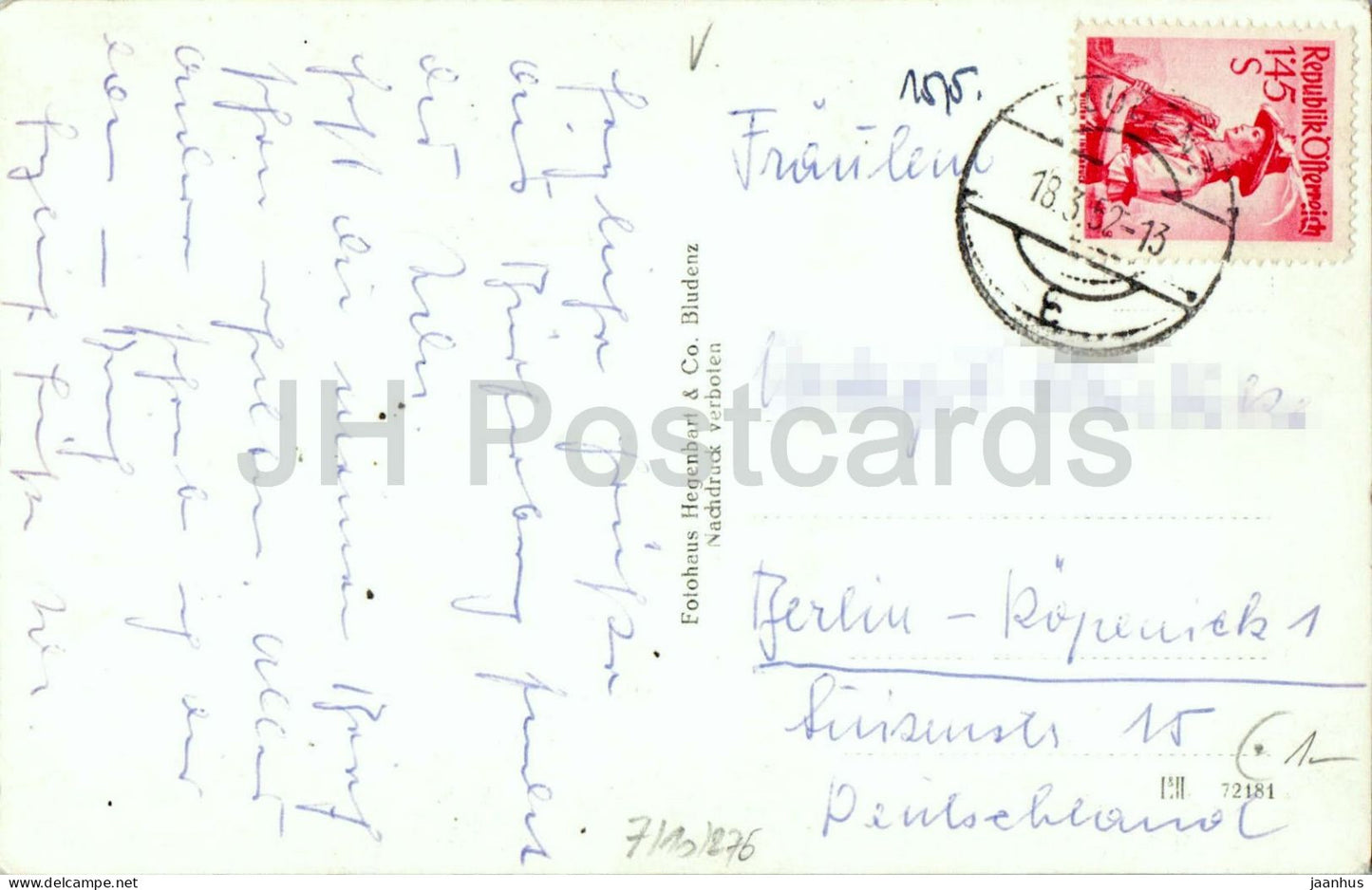 Burtscha Alp mit Zwolfer u Zimba - Alps - Burtschaalpe - mountains - 152 - old postcard - 1952 - Austria - used