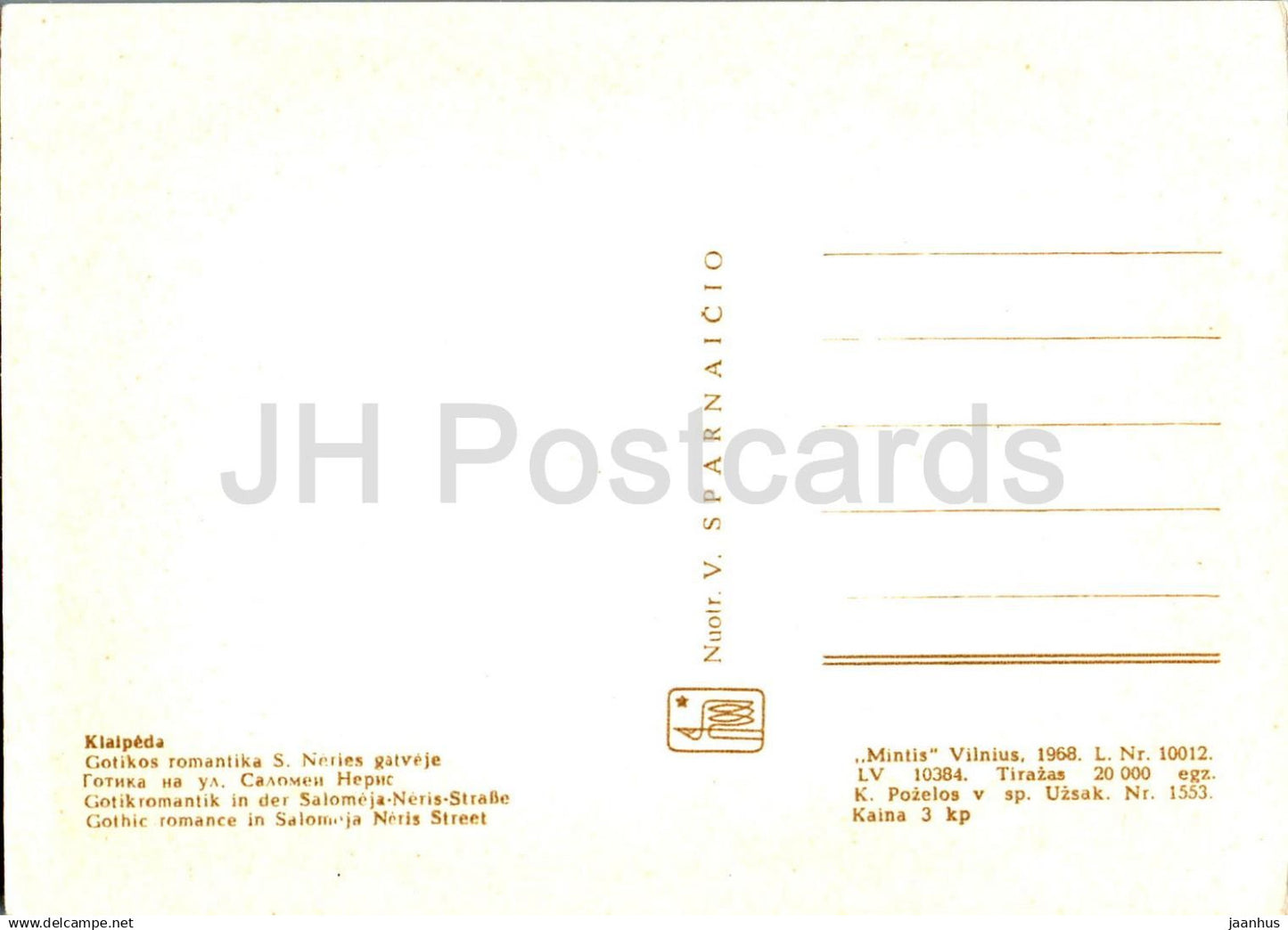 Klaipeda – Gotische Romanze in der Salomeja-Neris-Straße – 1968 – Litauen, UdSSR – unbenutzt