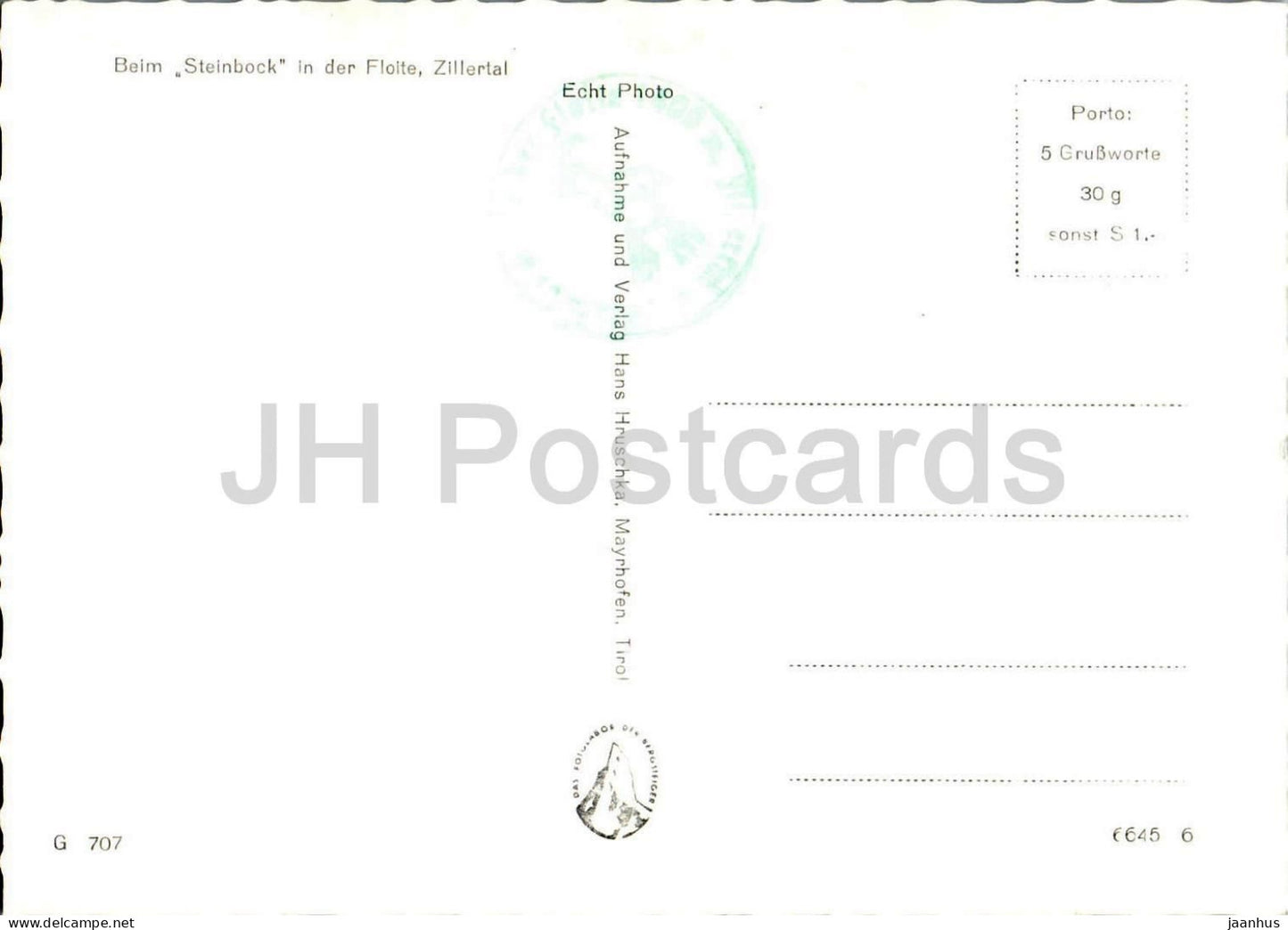 Beim Steinbock in der Floite - Zillertal - Alpental - Berge - 707 - alte Postkarte - Österreich - unbenutzt