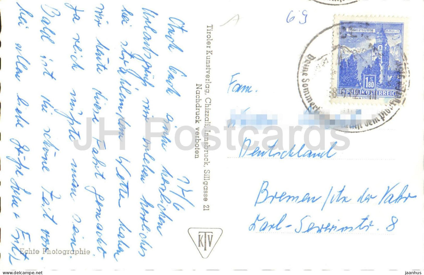 Kuhtai 2000 m - Tyrol - village de montagne - station alpine - montagnes - 330 - carte postale ancienne - Autriche - d'occasion
