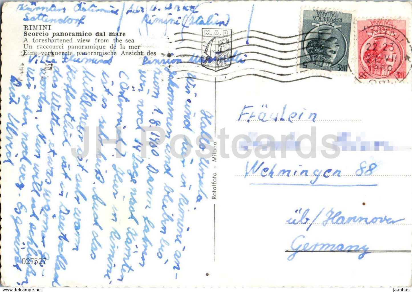 Rimini - Scorcio panoramico dal mare - panoramic view from the sea - beach - boat - 027527 - 1960 - Italy - used