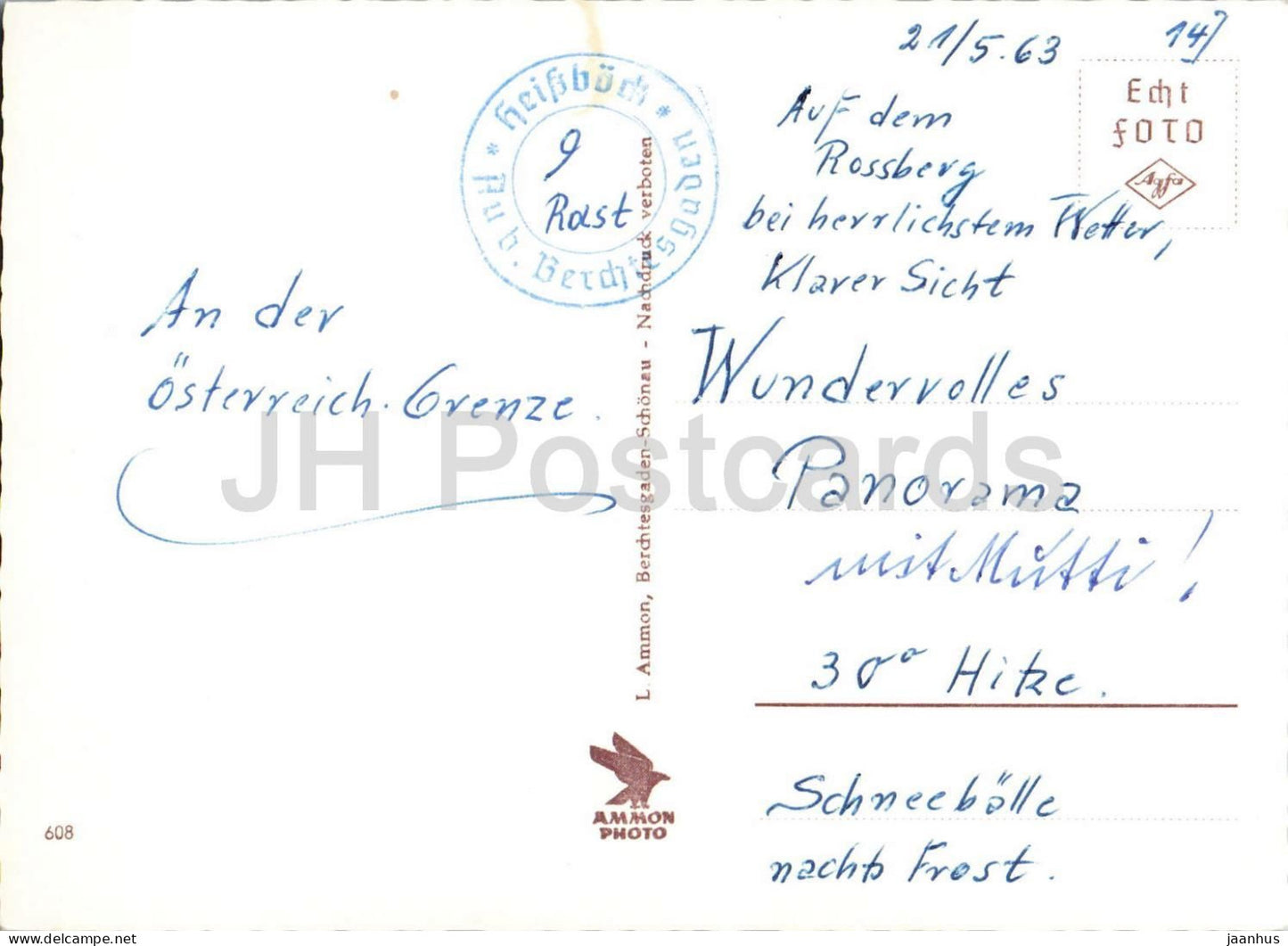 Rossfeldstrasse avec Hohem Goll 2522 m - route alpine - haute montagne - 608 - vieille carte postale - 1963 - Allemagne - usagée