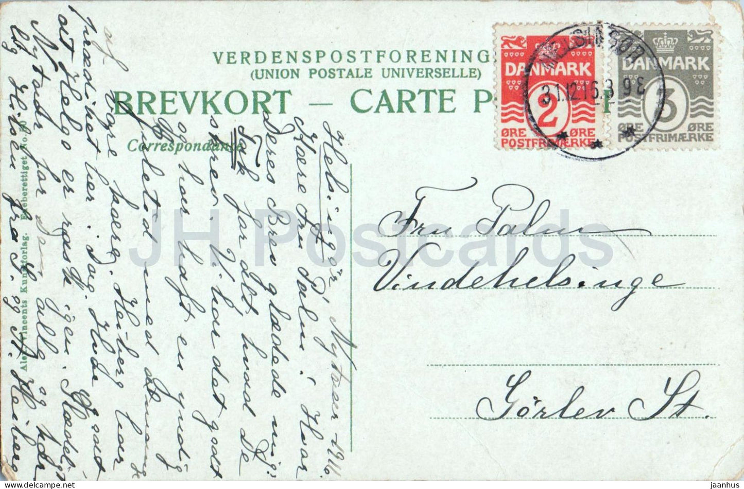 Kronborg Slot - Château de Kronborg - carte postale ancienne - 1916 - Danemark - inutilisé