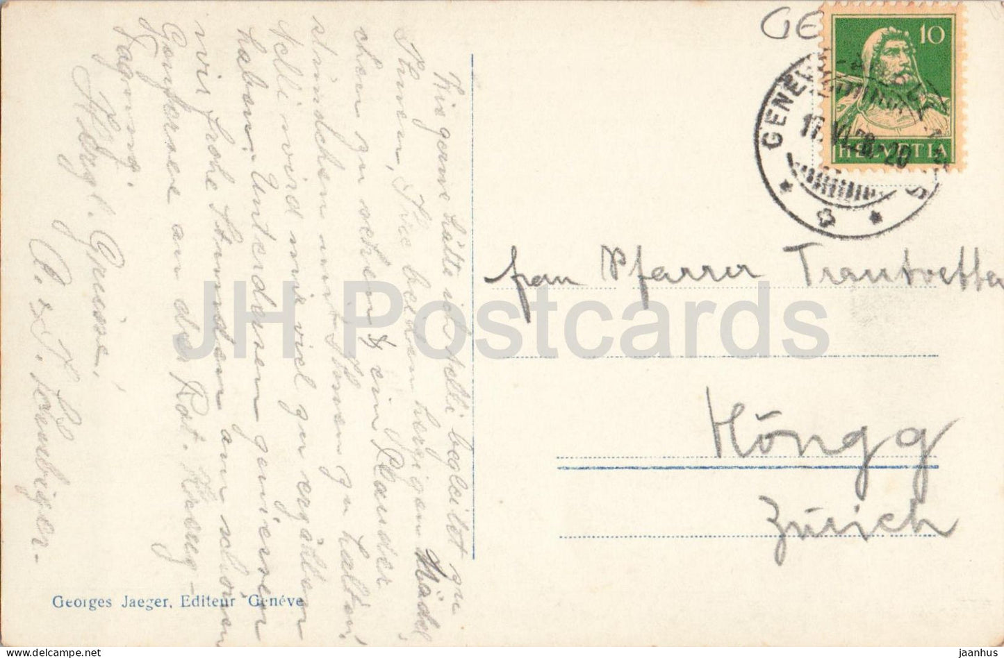 Geneve - Genève - Ile JJ Rousseau et le Mont-Blanc - 3029 - carte postale ancienne - 1928 - Suisse - occasion