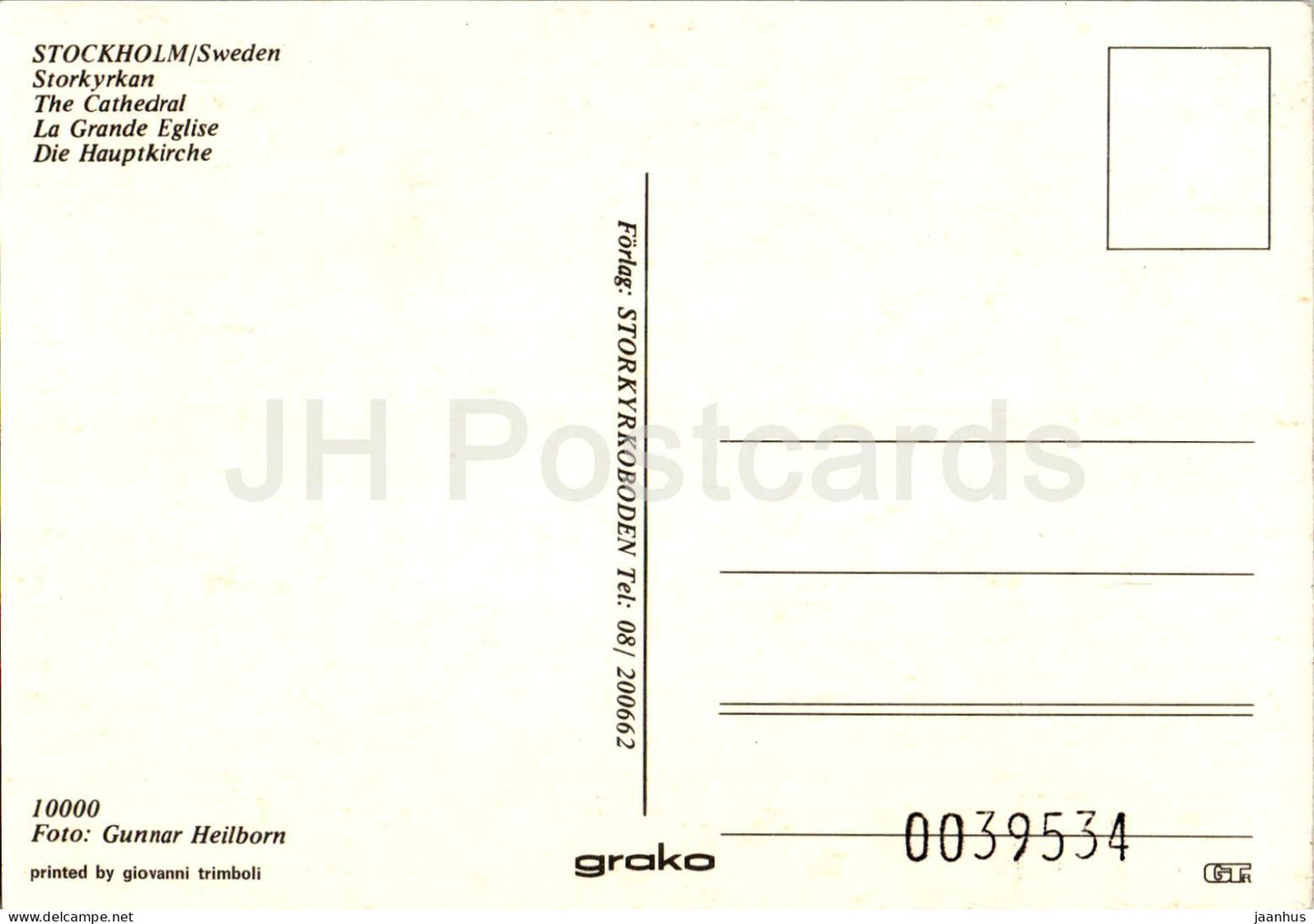 Stockholm - Storkyrkan - The Cathedral - bus - 10000 - Sweden - unused