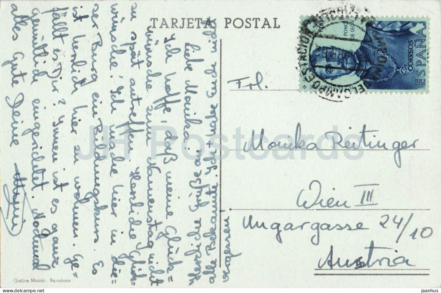 Castillo de la Mota - Vista general - Medina del Campo Valladolid - château - carte postale ancienne - Espagne - utilisé