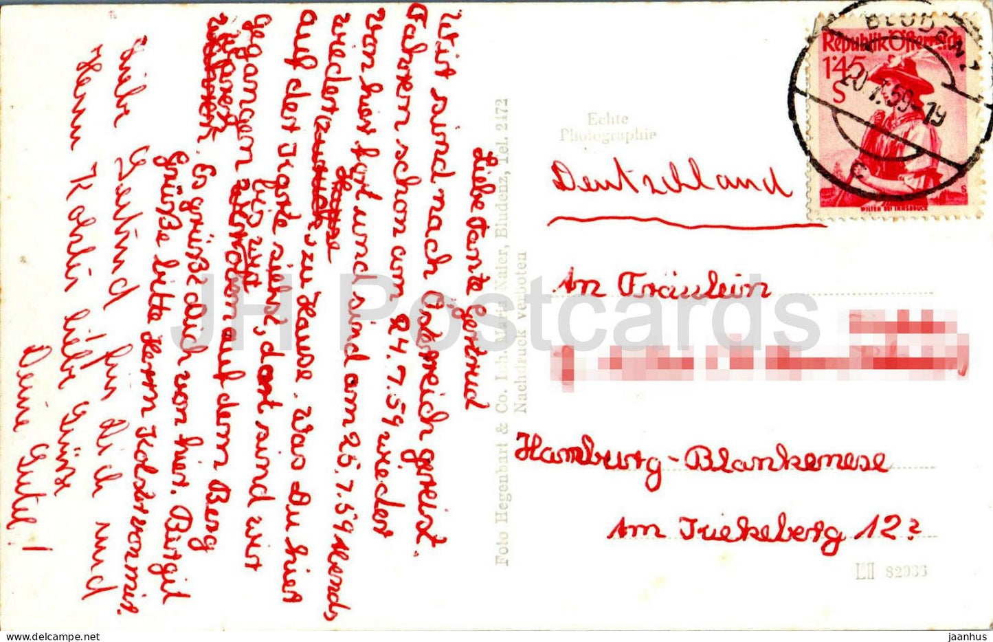 Burserschlucht - gorge - wooden path - rocks - nature - 82936 - old postcard - 1959 - Austria - used