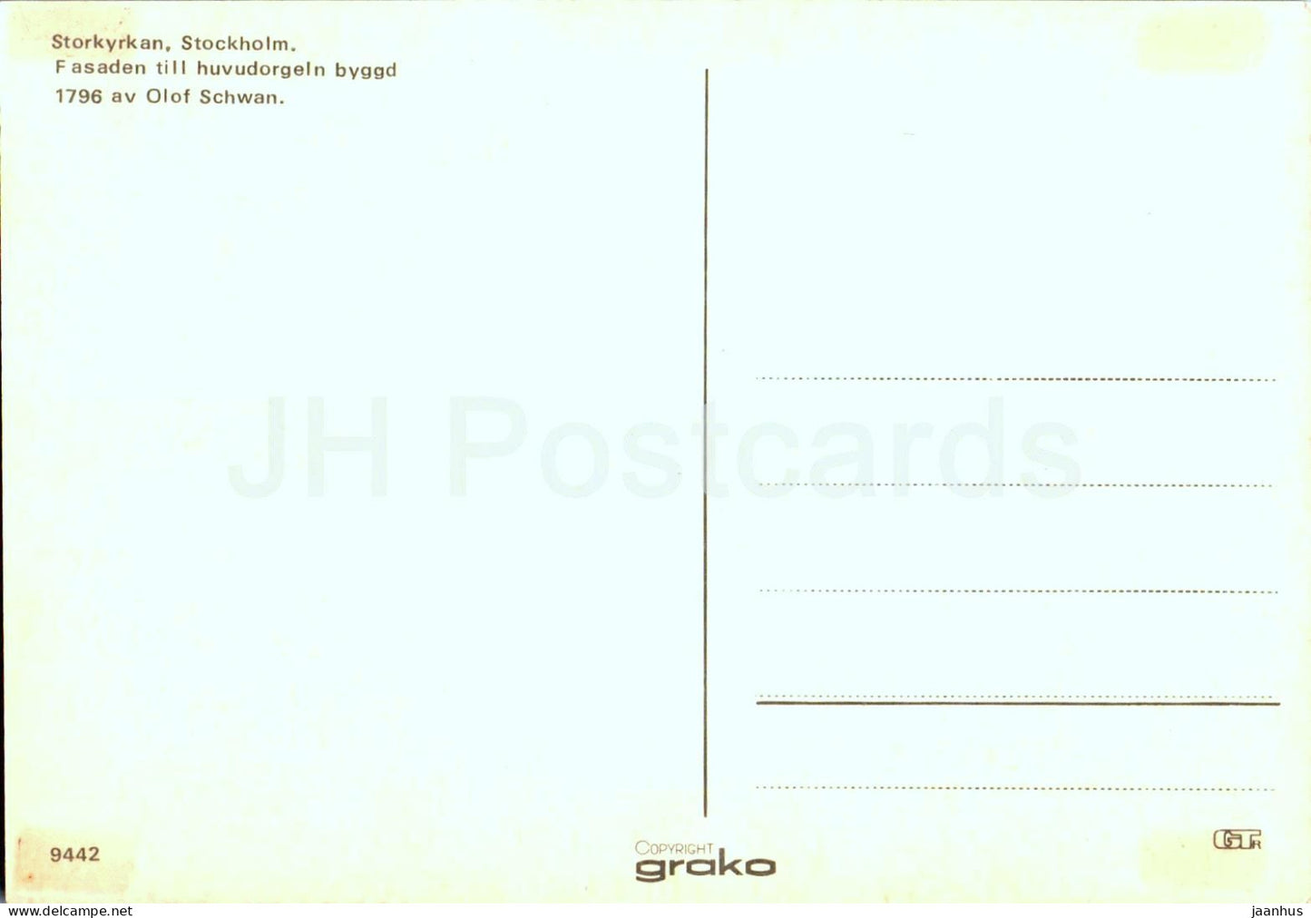 Stockholm - Storkyrkan - Fasaden till huvudorgeln byggd - Cathedral - organ - 9442 - Sweden - unused