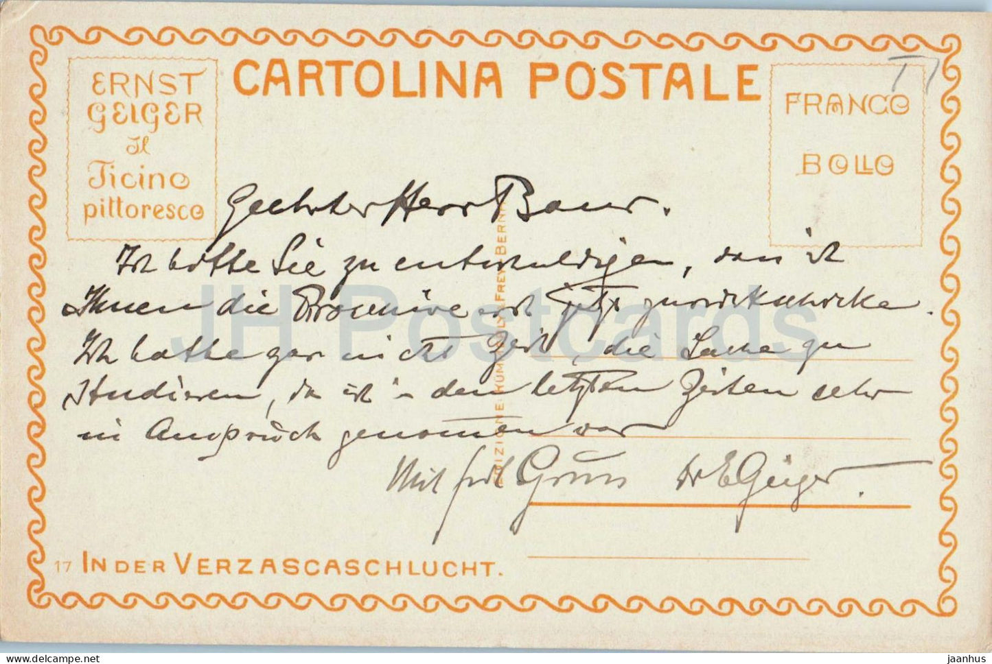 La Strada di Mergoscia - Val Verzasca - illustration - Ernst Geiger - old postcard - Switzerland - used