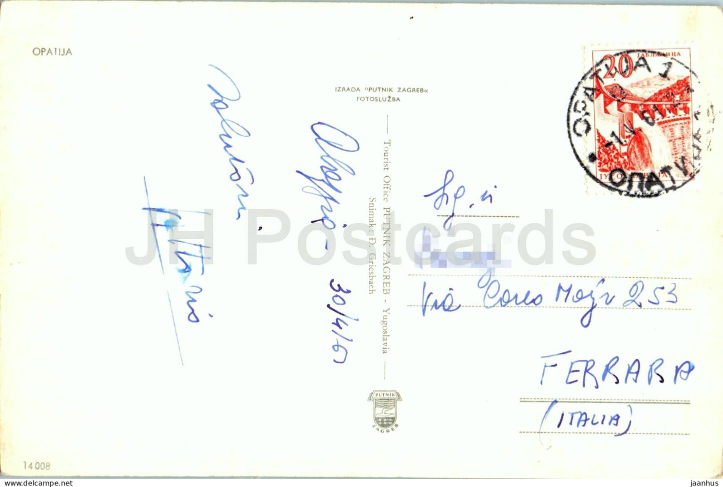 Opatija - Hafen - Boot - 14008 - alte Postkarte - 1961 - Kroatien Jugoslawien - gebraucht