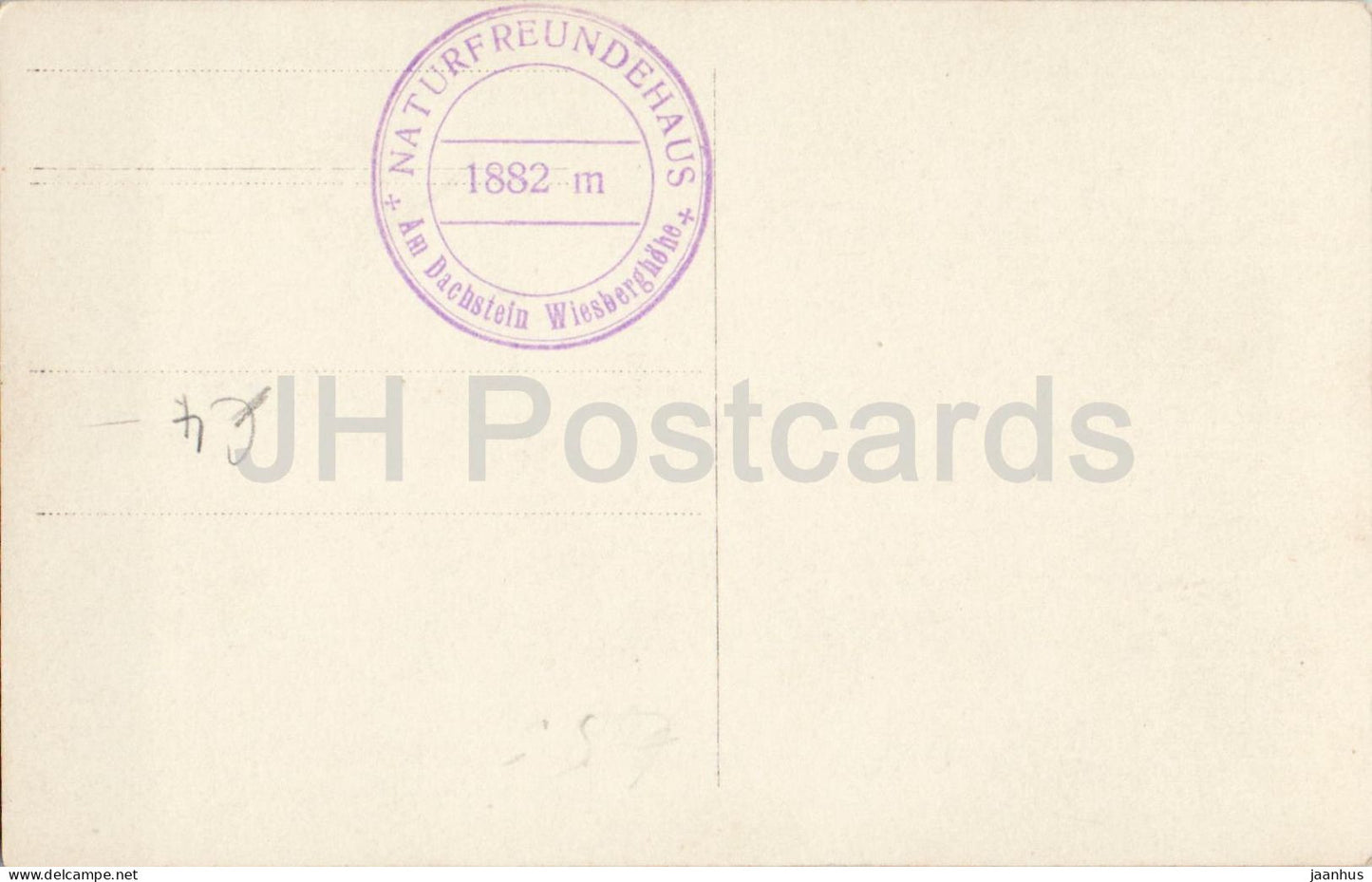 Naturfreundehaus am Dachstein Wiesberghohe 1882 - ski tourist and mountain hut - photo - old postcard - Austria - unused