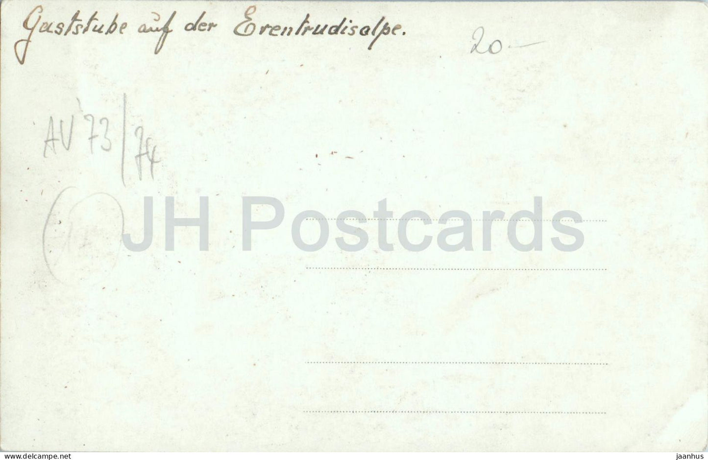 Gaststube auf der Erentrudisalm - Auberge - intérieur - carte postale ancienne - Autriche - utilisé