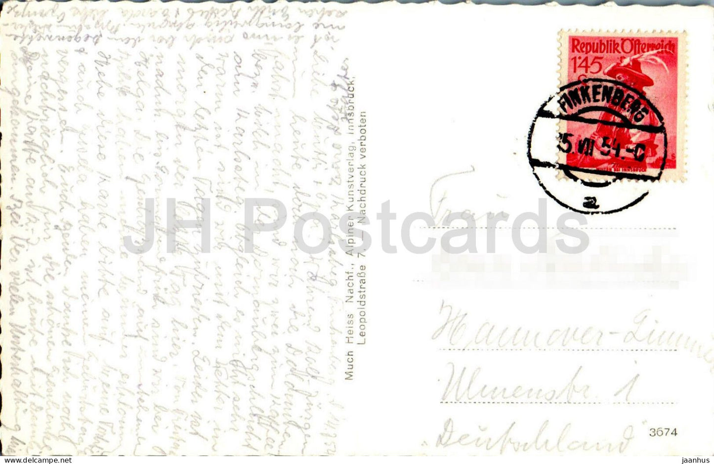 Karlsteg 860 m Zillertal - mountains - Alps - 5065 - old postcard - 1954 - Austria - used