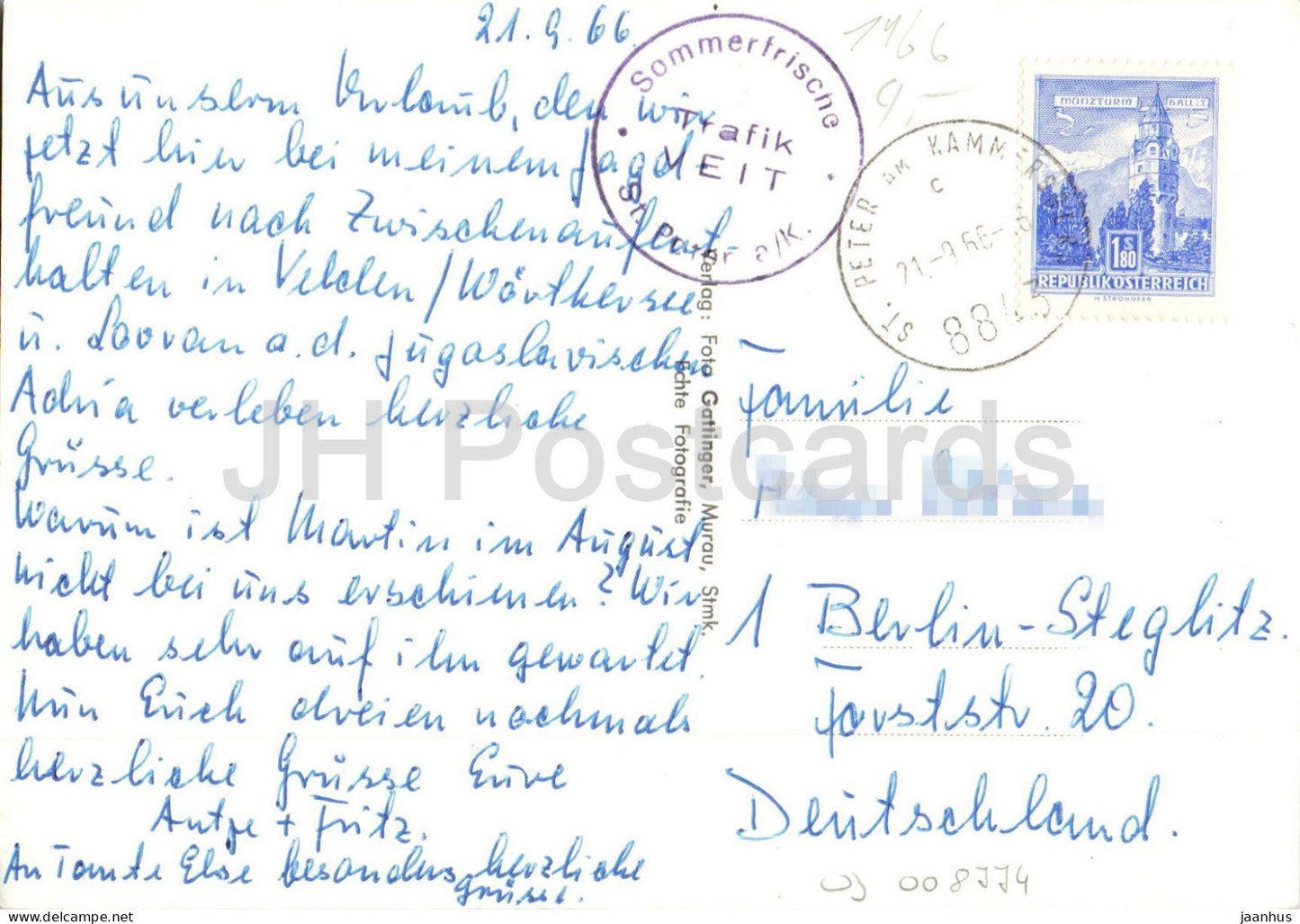 Feistritz bei St. Peter Kammersberg Stmk. - Alpendorf - Talblick - Berge - 6462 - 1966 - Österreich - gebraucht