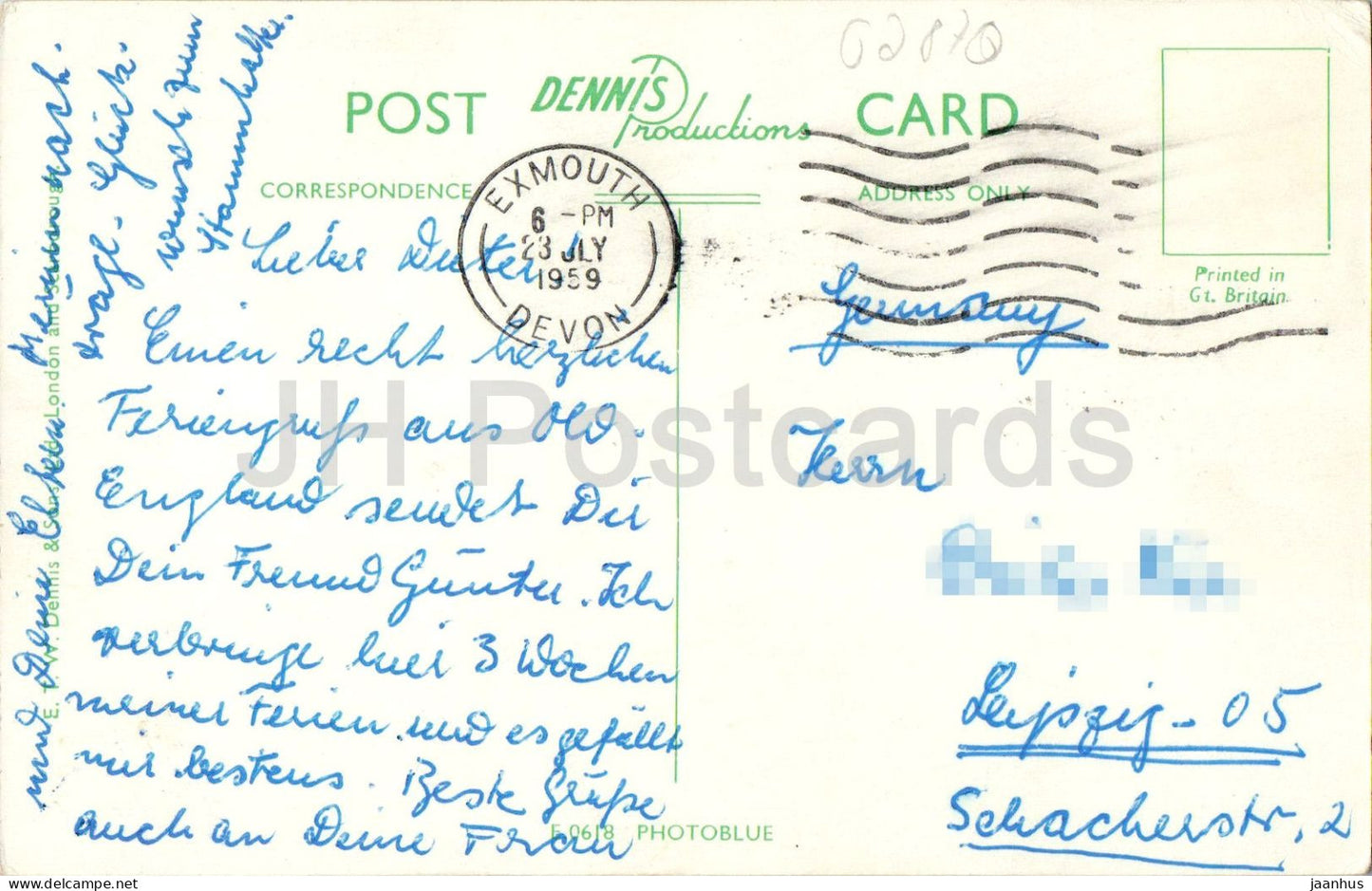Exmouth Meeresfront - Devon - Strandpromenade - Strand - alte Postkarte - 1959 - England - Vereinigtes Königreich - gebraucht