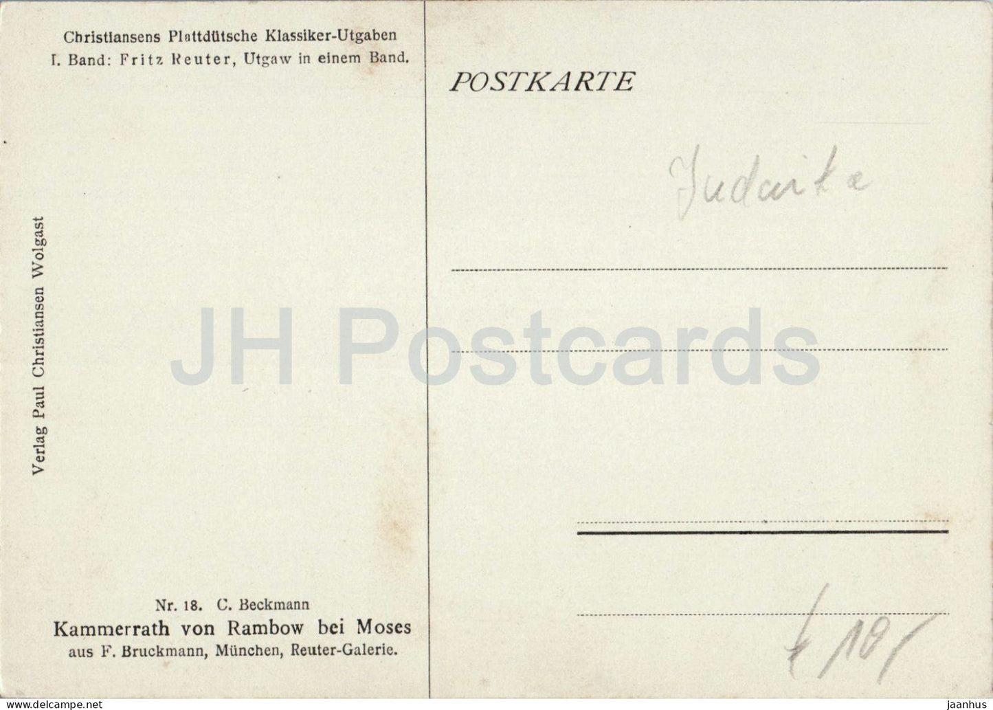 painting by C. Beckmann - Kammerrath von Rambow bei Moses - German art - 18 - old postcard - Germany - unused