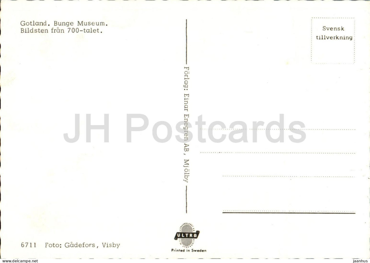 Bunge Museum - Bildsten - Pierre illustrée - monde antique - Gotland - 6711 - Suède - inutilisé