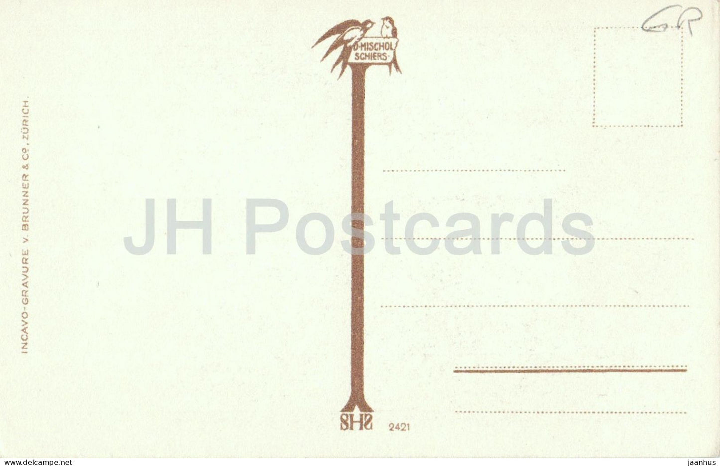 Heimat - snow covered buildings and wooden houses in winter village - Series 2418 - old postcard - Switzerland - unused