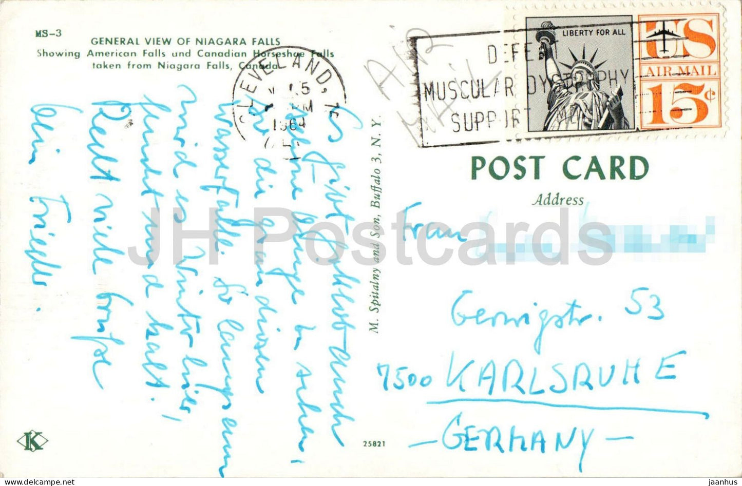 Niagara Falls - American Falls und Maid of the Mist - Canadian Horseshoe - alte Postkarte - 1964 - USA - gebraucht