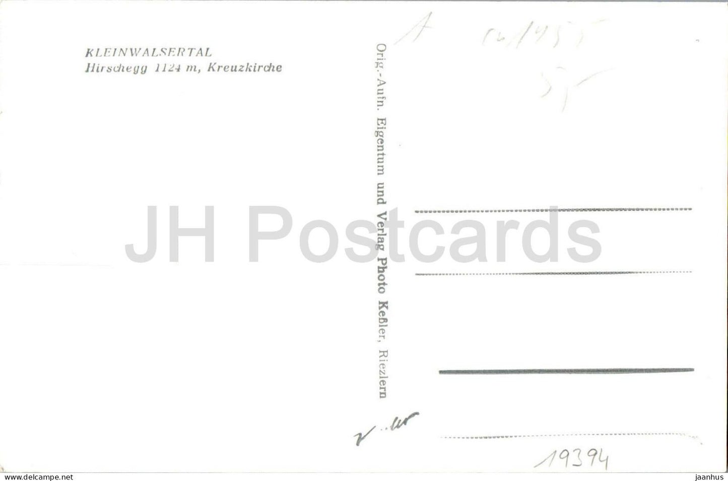 Kleinwalsertal - Hirschegg 1124 m - Kreuzkirche - village - church - mountains - Alps - old postcard - Austria - unused