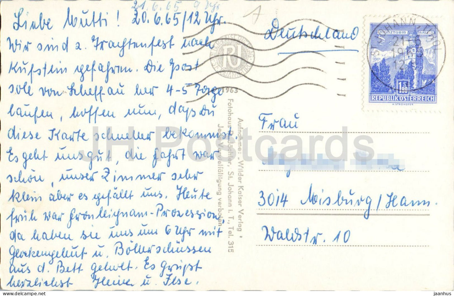 Alpengasthutte Riedl 1268 m mit Torlspitzen im Wilden Kaiser - Inn - Tirol - 660 A - 1965 - Autriche - occasion