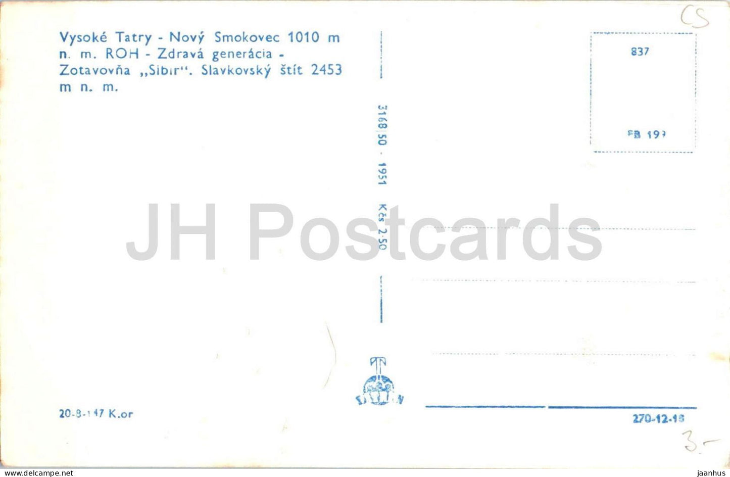 Vysoke Tatry - Novy Smokovec 1010 m - Erholungsheim Sibir - alte Postkarte - Slowakei - unbenutzt