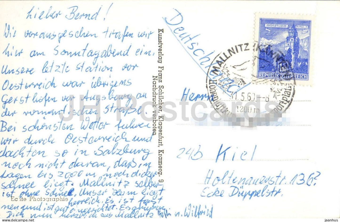 Mallnitz 1200 m Blick ins Tauerntal mit Geiselkopf 2968 m - Panorama - Berge - Alpen - 4018 - 1960 - Österreich - gebraucht