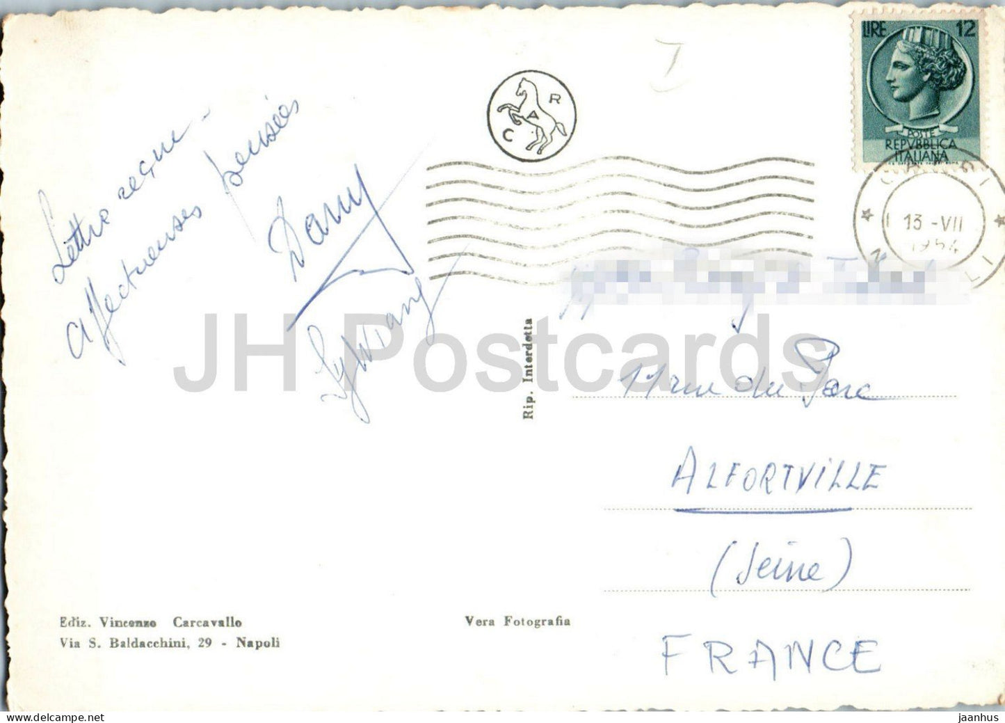 Capri - I Faraglioni - Faraglioni Rocks - cliffs island coast Mediterranean - old postcard - 1954 - Italy - used