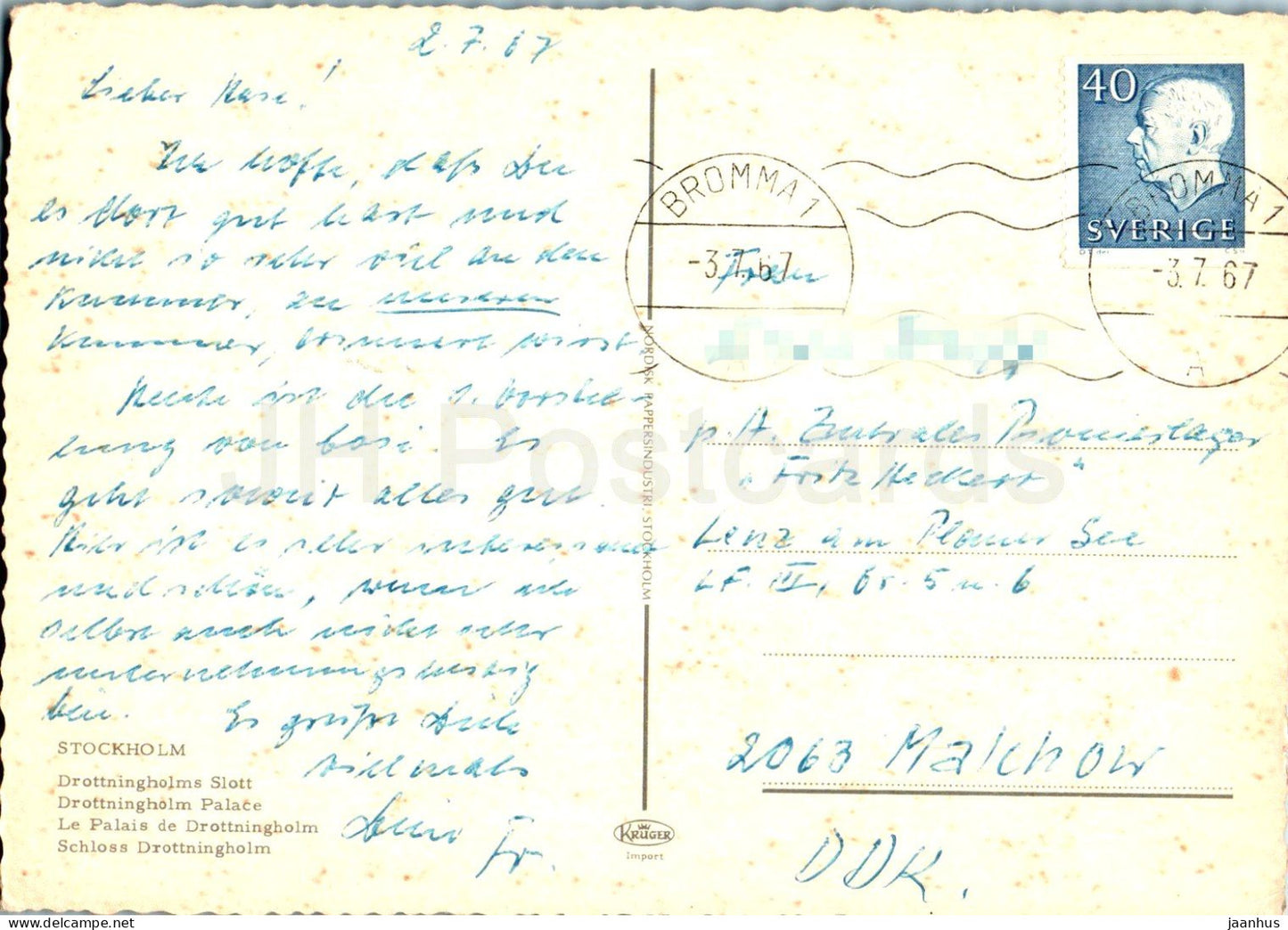 Stockholm - Drottningholms Slott - Palace -1967 - Sweden - used